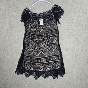 Rue21 Small Black & Beige Off-The-Shoulder Lace Dress